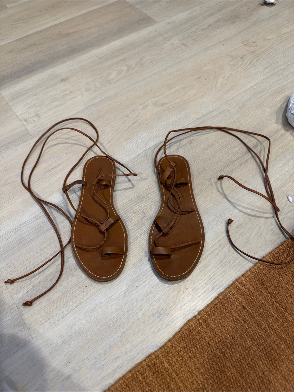 Madewell Cognac Lace-Up Leather Gladiator Sandals
